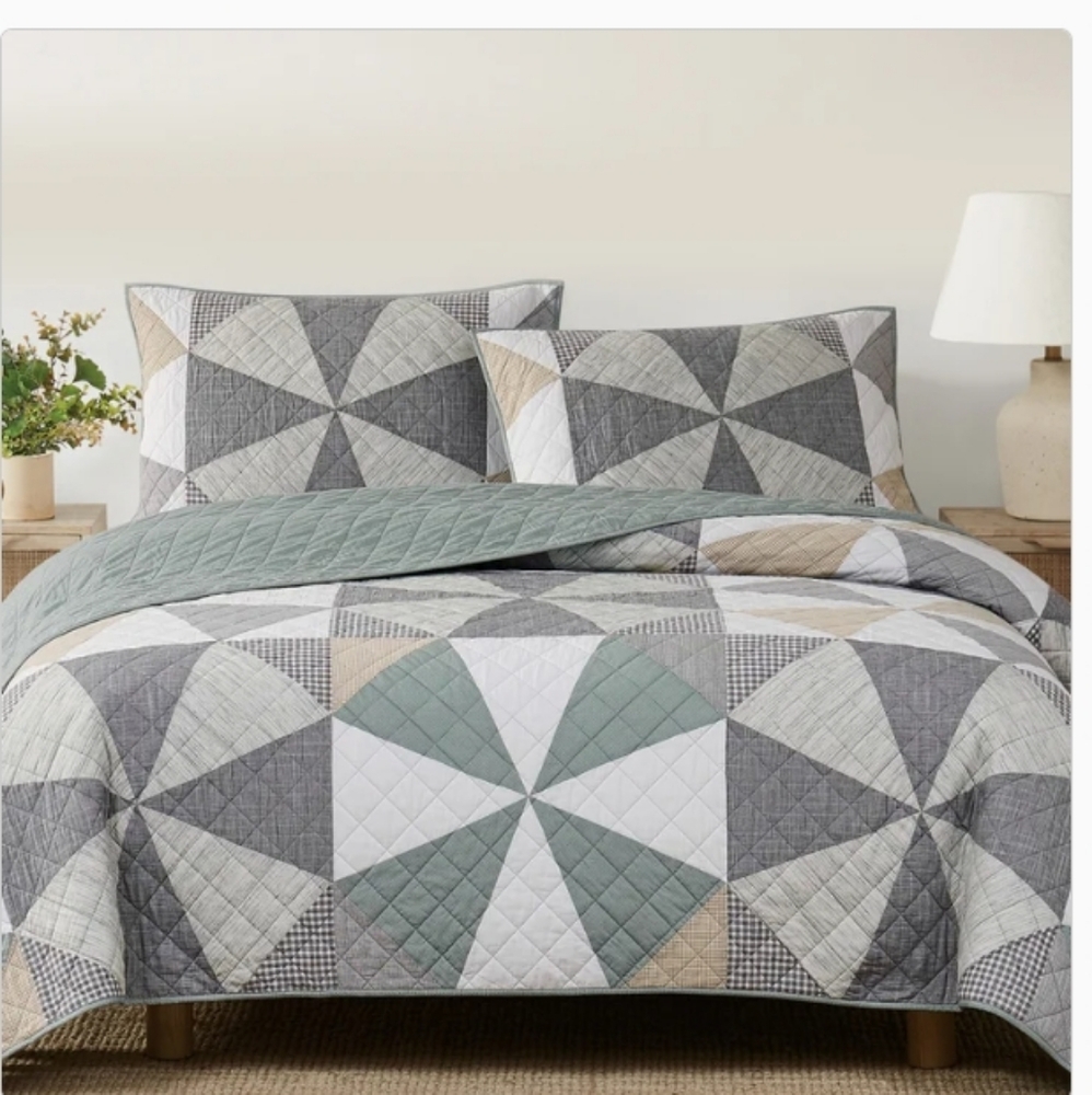 Pem AmericaOrigami Pieced Prairie Patchwork 3-piece Quilt Set